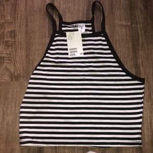 striped crop top halter